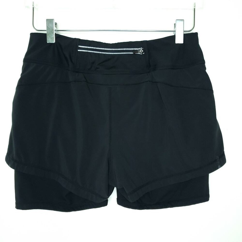Athleta 2 In 1 Pulse Running Shortie Shorts S Black Pocket Running Gym Women's